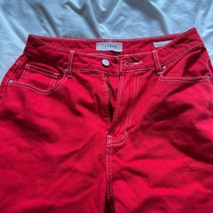 red mom jean